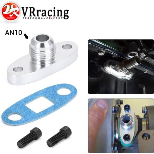VR - Turbo Oil Drain Flange 10AN GT40 GT42 GT45 GT47 GT55 T3/T4 T3 T4 ODF-01 silver VR-OFG33