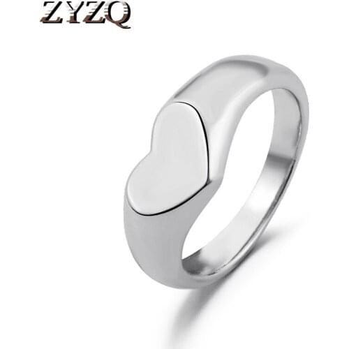 ZYZQ Personality Heart Love Couple Ring Geometric Love Fashion Accessories for Party Daily Wear Statement Jewelry Wholesale