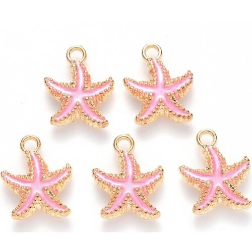 10pcs/lot 4 Color Alloy Enamel Starfish Necklace Pendants Charms for Bracelet Making DIY Jewelry Supplies 18x15x3mm