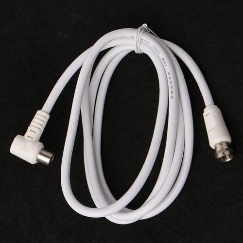 100% Brand New and High Quality 9.5mm White 90 Degrees Male To F Type Male Coaxial TV Satellite Antenna Cable