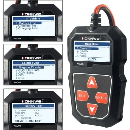 2021 New KW208 Car Battery Tester Charger Analyzer 12V 100-2000CCA Charging System Test