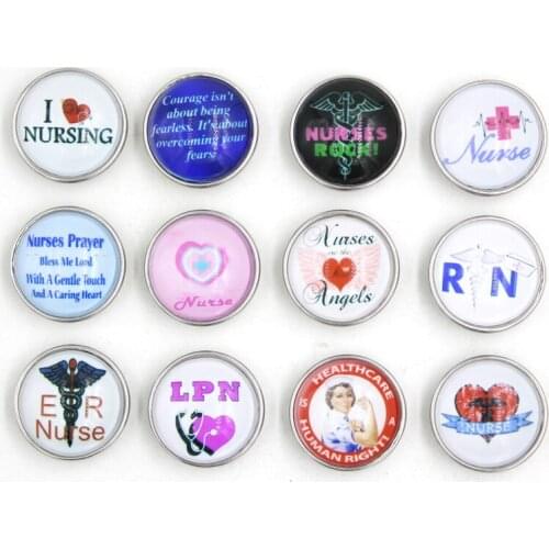 24pcs New Arrival Interchangeable 18mm Nurse Snaps I love nursing button Fit Women Snap Jewelry Bracelet Gift DIY