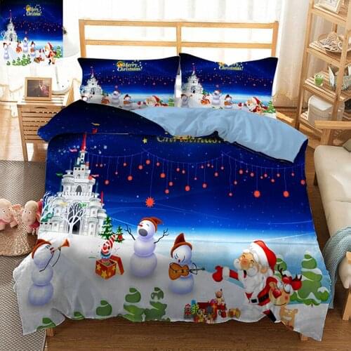 3D Bedsheet Duvet Bed Cover Pillowcase Decoration Bedding Set Happy Christmas Queen Size Twin California Full King King