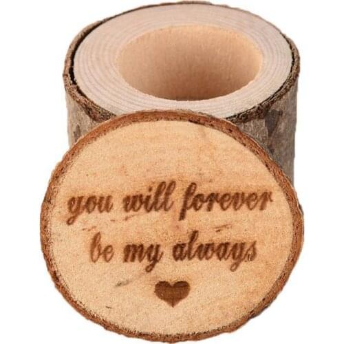 50% Hot Sales! Retro Rustic Wedding Lettering Rings Bearer Box Case Holder Jewelry Display