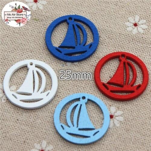 50pcs sailing Pendant Wooden Decorative Buttons Scrapbooking Home Decorations DIY cloth sewing