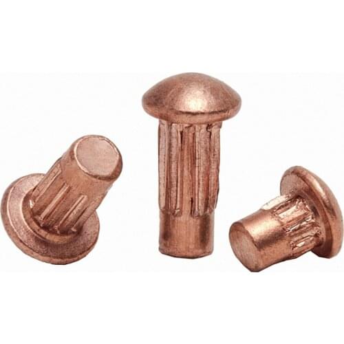 50pcs/ lot M2 M2.5 M3 GB827 Copper Button Round Head Knurled Shank Solid Rivet for Label Name Plate Length 4/5/6/8mm