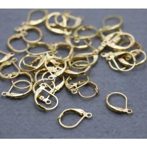 50PCS Gold-Color Agraffe Fittings for Accessory DIY hook Machining metal parts 10*15mm Hot wholesale Women Jewelry Making Design