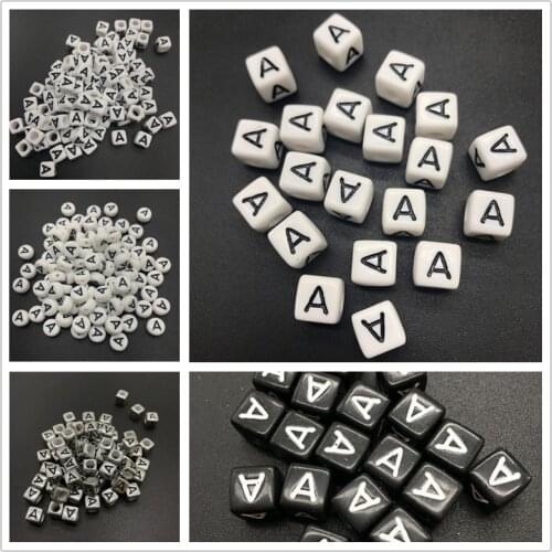 6mm 7mm 10mm Letter A Acrylic Spacer Beads Square Oval Letter Beads For Jewelry Making DIY Accessories