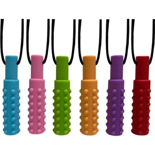 6PCS Baby Chew Necklace Silicone Texture Teether Kid Oral Motor Sensory Chew Pendant Therapy tools for Autism ADHD Special Needs