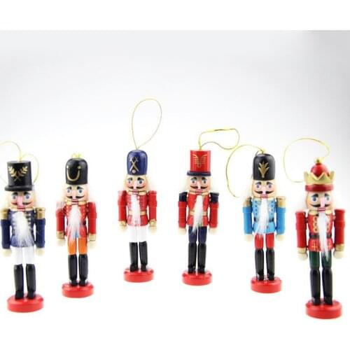 6pcs/set Wooden Nutcracker Soldier Gift Christmas Ornaments Xmas Party Decor