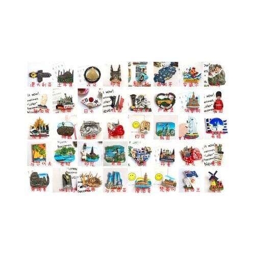 6 pieces / lot)World souvenirs resin refrigerator