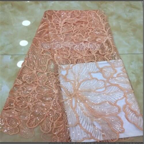 African Lace Fabric 2021 High Quality Lace Latest French Tulle Cord Lace Fabric With Sequins For Wedding 5 Yards x82-5