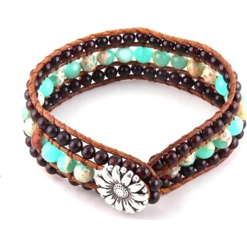 Fashion Beautiful Energy Cuff Beaded Bracelet Handmade Natural Stone Wrap Bracelets Bangles Drop Ship