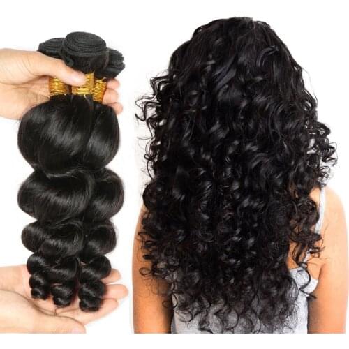 Brazilian Virgin Hair Loose Wave Hair Weave 3 Bundles 300g Unprocessed Loose Deep Wave Virgin Human Hair Weave Natural Black
