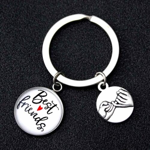 Best Friends Keychain Hand in Hand Pinky Swear Promise Keychains Sisters Compass Key Chain KeyRing Friendship Jewelry Gift