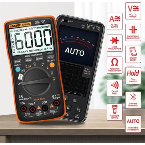 ANENG AN9002 Bluetooth Digital Multimeter 6000 Counts Professional MultimetroTrue RMS AC/DC Current Voltage Tester Auto-Range