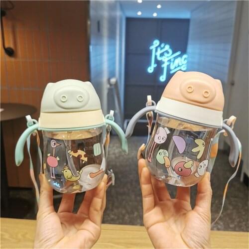 The new baby learn to drink cup leak-proof and choke-proof straw cup childrens water bottle portable drop resistance with handl