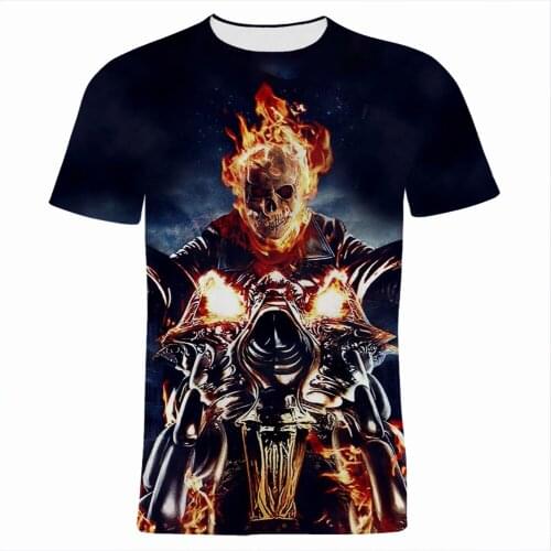 Oversized T Shirts For Male Summer Casual Marvel Ghost Rider 3D Print Men Women T-shirt Streetwear Boy Girl Kids Tee Tops
