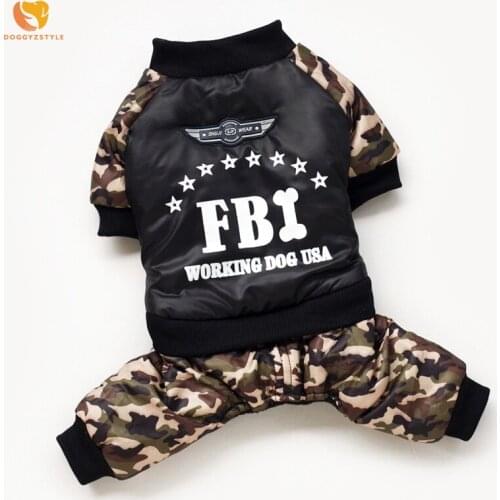 FBI Camouflage Dog Jumpsuit Autumn Winter Warm Letters Pets Pajamas Puppy Cat Clothes Pets Costumes For Small Dogs Chihuahua