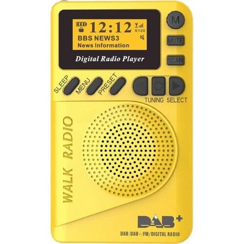 Pocket Radio Portable DAB Digital Radio Rechargeable FM Radio LCD Display Loudspeaker for Walk Run or Jogging