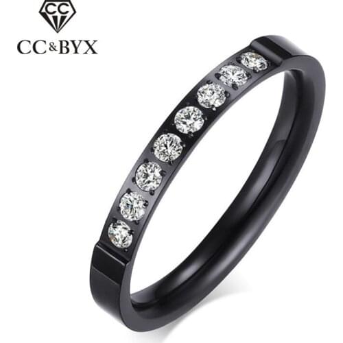 CC Stainless Steel Rings For Men And Women Vintage Round Diamant Cubic Zirconia Simple Ring Bijoux Femme Size 5-8 CC1338d