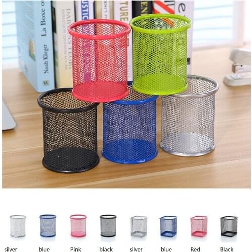 Round Mesh Desktop Organizer Pen Holder Sturdy Pencil Cup Pen Organizer Brush Pot pencil holder