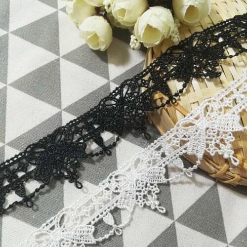 1Yards Embroidery Lace Fabric Bow Flower Ribbon 3.5cm Lace Trim Guipure Applique Sewing Lace Appliques For Wedding Dresses LW4