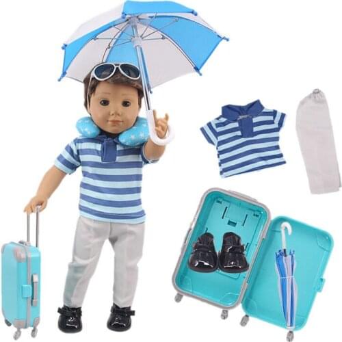Doll Umbrella Rain Gear Trip Set Fit 18 Inch American&Baby Born 43cm Generation Girl Doll Toys Raincoat Suitcase Rain boots