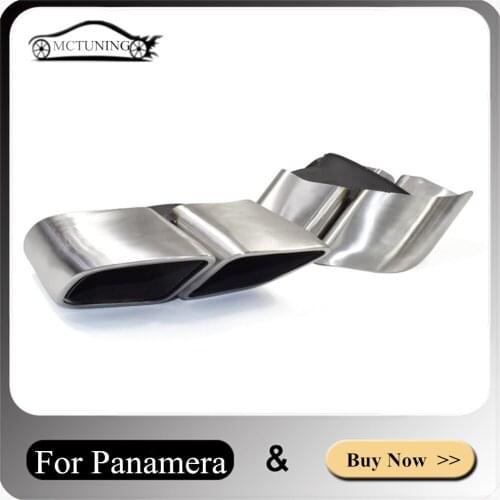 One Set Stainless Steel Glossy Black Muffler Tip 2017-2020 For Porsche Panamera Turbo 4-outlet Exhaust Pipe Car Accessories