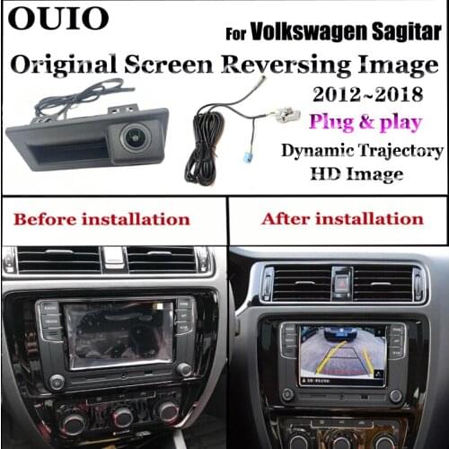 Original Screen Plug & Play For Volkswagen Sagitar 2012 ~ 2018 OEM Car Trunk Handle Camera HD Parking Reversing Rear camera