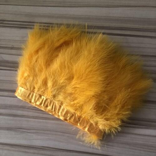 10Meters Gold Yellow Feathers Plume Trims Fringe Sewing DIY Crafts Marabou Feather Needlework Clothing Party Wedding Decoration