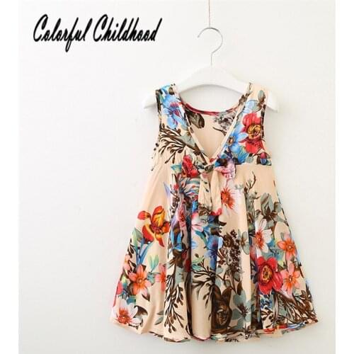 Girls Dress Bohemian Style 2018 New Summer Floral Casual A-Line Baby Beach Sleeveless Dress for Girl 2-7Years