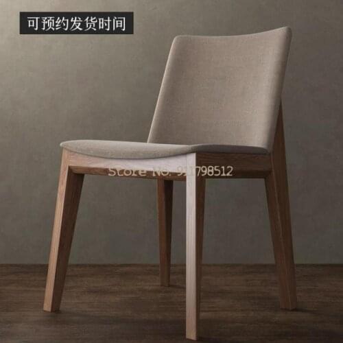 Nordic solid wood dining chair household makeup chair modern minimalist desk chair back chair removable and washable casual dini