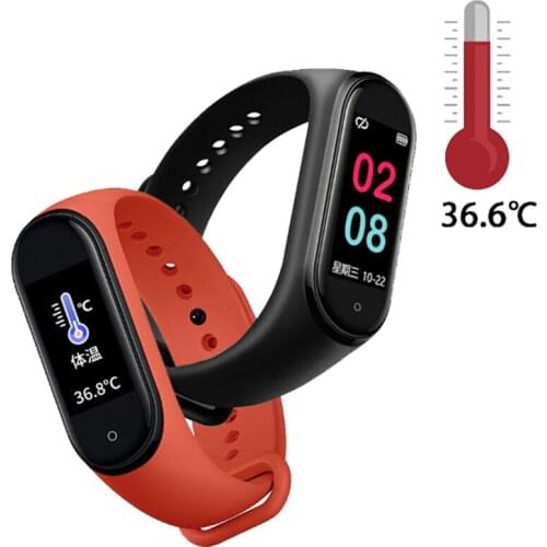 2020 Smart Bracelet M4 Body Temperature Measurement Smartband Pedometer Multi-sport Fitness Bracelet Band For Xiaomi Huawei IOS