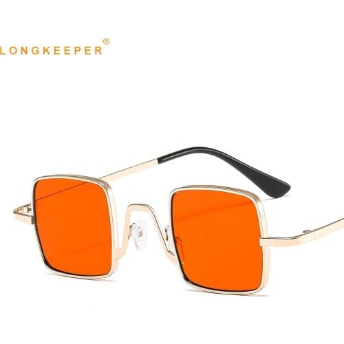 LongKeeper Vintage Square Sunglasses Women Men 2020 New Small Metal Frame Red Sun Glasses Ladies Driving Shades UV400 Oculos