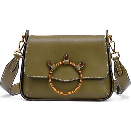 Genuine Leather Vintage Soft Saddle Shoulder bag Wide Strap Crossbody Bags For Women