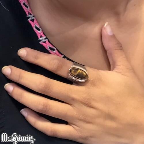 Tiger Eye Stone Special Design Authentic Women 'S Silver Ring