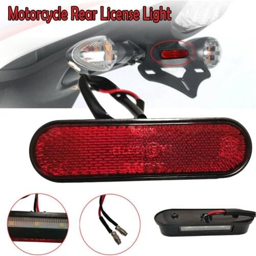 1Pc Universal Motorcycle Rear Reflector License Plate Light 3 LED Number Plate Light Tail Red Reflector