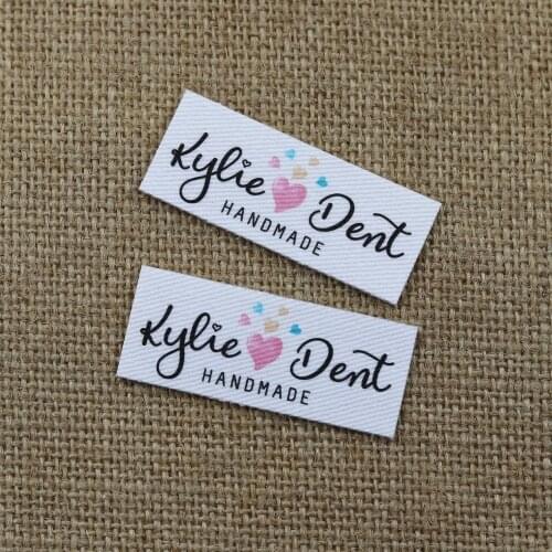 100 pieces Custom logo labels, Name iron on label, Custom Clothing tags, Organic Cotton Labels