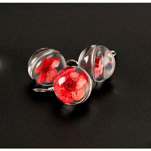 12# Iron Wire Glass Ball And Flowers Promotion Natural Dried Flowers For DIY Choker Necklace Jewelry Making Beads #IZ121