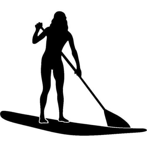 15cm*12.8cm Lady Stand Up Paddle Board Fashion Car Sticker Vinyl Black/Silver N1314