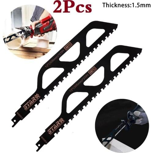 2 Pcs S1243 Reciprocating Saw Blade Cutter Power Tool Accessory Wood Plastic Brick Wall Concrete Stone Cutting Jigsaw Blade