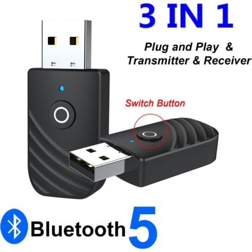 3 in 1 5.0 Bluetooth-compatible Receiver AUX 3.5mm RCA Jack USB Smart Playback Stereo Audio Wireless Adapter Sound Card Adapter