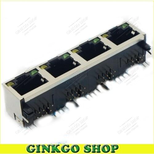 5pcs/lot Shielded Shielding RJ45 Modular Network PCB Jack 56+LED/1x4/ Female Socket 90 Degree Lan Connector