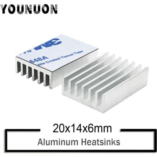 500Pcs YOUNUON 20*14*6mm Aluminum Cooler Heatsink Alumininum With Thermal Conductive Heat Transfer Tape