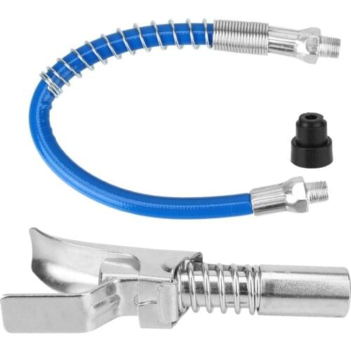 Grease Gun Adapter Grease Gun Coupler Coupling End Fitting 1/8” NPT SAE & Metric Zerk Fitting Hose Kit Quick Lock On Release