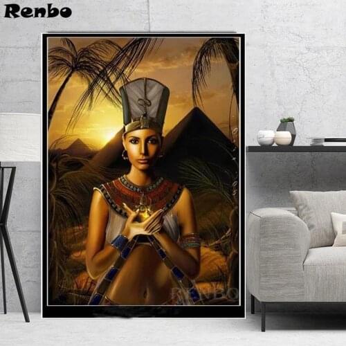 Full drill Square round Diamond painting Egypt Art Woman Diamond embroidery Cross stitch DIY Diamond mosaic pyramid girl