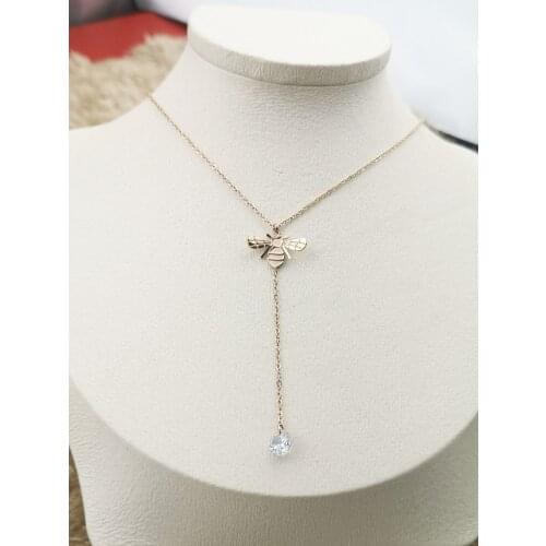 Bee 2020 fashion popular electrocardiogram pendant necklace women love shape necklace pendant jewelry steel accessories