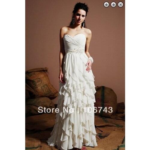 Free shipping formal evening 2020 alize puffy chiffon bridal gowns vestidos formales white long concise Bespoke Wedding Dresses