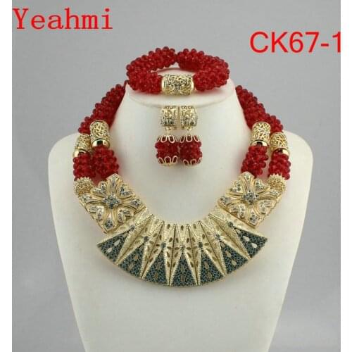 Free Shipping Fashion Nigerian Wedding African Bead Jewelry Set Crystal Necklace Set Party Wedding Dubai Jewelry Set CK67-1